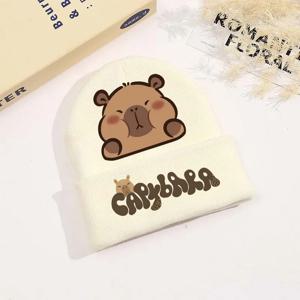카와이 카피바라 니트 모자 소년 소녀 만화 애니메이션 모직 모자 가을 겨울 패션 따뜻한 어린이 모자 귀여운 비니 보닛 선물