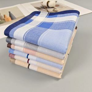 패브릭 얇은 터치 복고풍 스타일 줄무늬 면 손수건, 부모님 집 장식, 밝은 색상, 15.7인치, 6개.