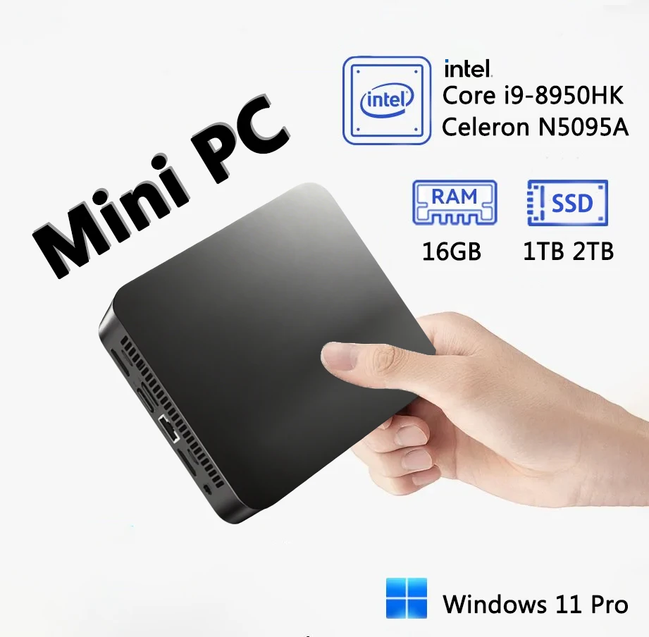 윈도우 11 프로 미니 PC 인텔 i9-8950HK/셀러론 N5095A 16GB 램 1/2TB SSD WiFi6 BT5.2 데스크탑 컴퓨터 작업용 포켓 PC