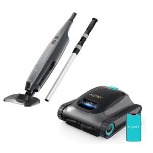 브랜드 뉴 에이퍼 스쿠바 S1 2025, 그레이 로봇 풀 클리너, 파일럿 X1 핸드헬드 풀 진공 청소기 포함, 지상 수영장에 이상적