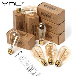 에디슨 전구 E27 220V 40W ST64 A19 T45 G80 G95 G125 백열 필라멘트 전구 조명 레트로 에디슨 전구