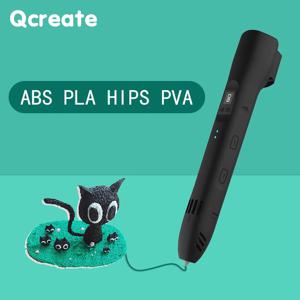 QCREATE 3D 펜은 ABS PLA HIPS PVA 60-245 섭씨 온도 범위 온도 조절 가능 LCD 디스플레이 8단 속도 조절을 지원합니다.