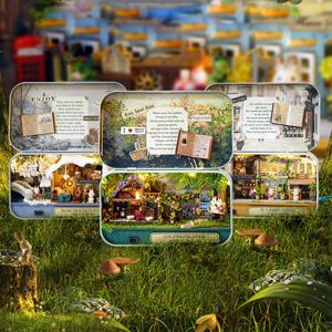 상자 극장 인형 집 나무 인형 집 미니어처 홈 향수 테마 인형 집 가구 액세서리 어린이를위한 장난감