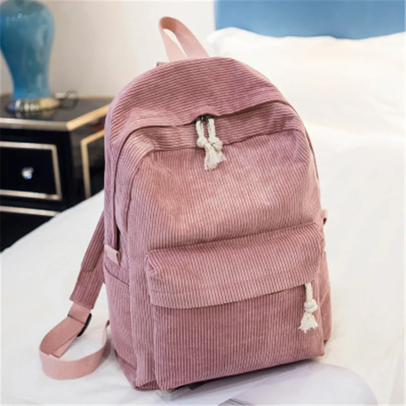 코듀로이 여성 Schoolbag 배낭 훈련 십대 배낭 남여 클래식 캠퍼스 포트에 대한 도난 방지 어깨 가방