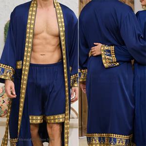 봄 신사복 가운 기모노 목욕 가운 가운 바로크 스타일 실크 새틴 잠옷 가정 의류 루즈 캐주얼 Loungewear Nightwear