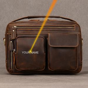 빈티지 크레이지 호스 가죽 남성용 서류 가방 일일 사무용 가방 9.7 