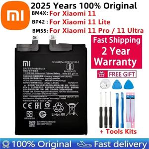 2025 년 100% 기존 배터리 BM4X BM55 BP42 Xiaomi Mi 11 Mi11 Lite 11 Pro 울트라 교체 배터리 빠른 배송