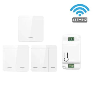1/2/3 갱 433Mhz 스마트 푸시 무선 스위치 라이트 RF 원격 제어 110V 220V 수신기 홈 벽 버튼 천장 조명