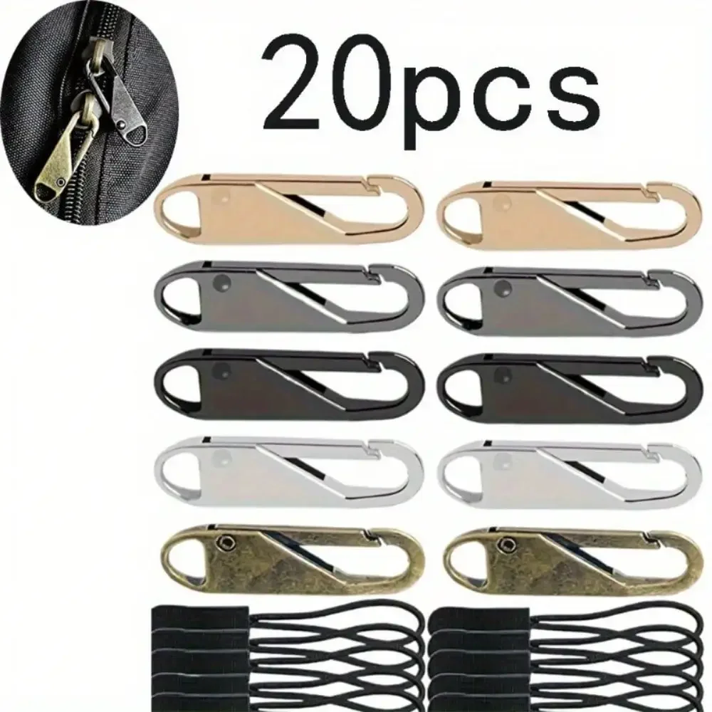 20pcs 지퍼 바느질 당겨 교체 분리형 지퍼 당겨 탭 수하물 의류 자켓 배낭 부츠 지갑 핸드백 코트