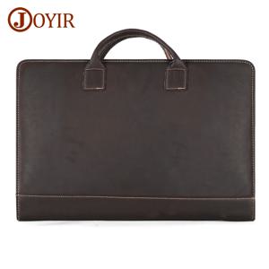 JOYIR 크레이지 호스 가죽 빈티지 남성용 서류 가방, 멀티 포켓 Padfolio 폴더, 15.6 인치 노트북 비즈니스 사무실 클러치 핸드백
