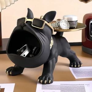 홈 데코레이션 불독 장식품 - 개 조각상 수납함, 동물 장식 레진 공예품, 홈 개 조각상