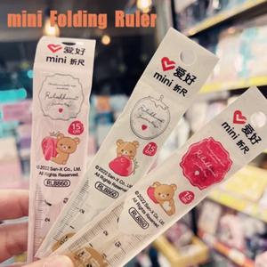 AIHAO Rilakkuma 미니 접이식 눈금자 플라스틱 기하학 수학 사각형 드로잉 나침반, 학교용 문구 각도 자, RL8860, 3 개