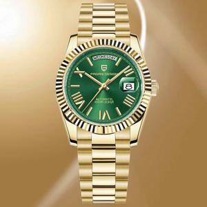 파가니 디자인 2025 신형 골드 그린 40MM 날짜 요일 남성용 시계 오토매틱 시계 남성 AR 사파이어 글라스 NH36A 기계식 손목시계