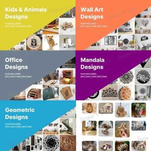 200k+ 벡터 CNC 파일 레이저 컷 번들 플라즈마 절단에 적합 2D/3D 조각 SVG Dxf Dwg Eps Stl 디자인 검정색