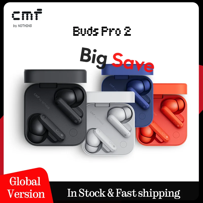 글로벌 버전 CMF 버즈 프로 2, 하이브리드 액티브 노이즈 캔슬링, 6 HD 마이크, IP55 블루투스 5.3, 50 dB, 신제품