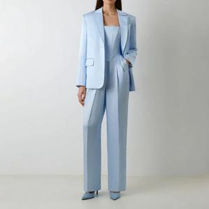 클래식 스카이 블루 새틴 v 넥 스트레이트 정장 이브닝 드레스 생일 파티 댄스 파티 드레스 맞춤형