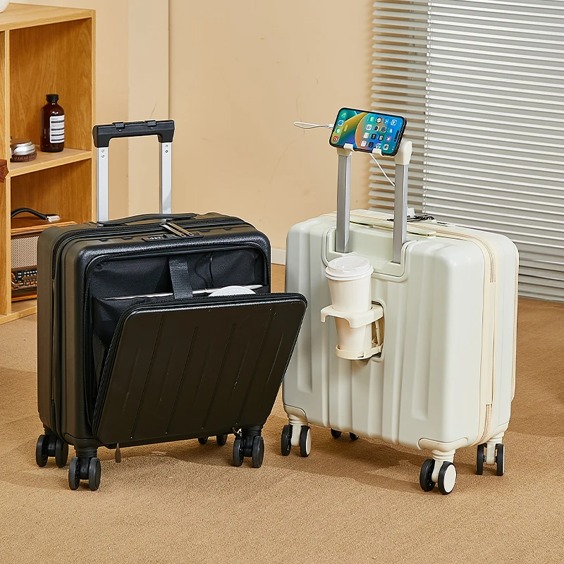 여성용 소형 수하물 가방 회전 바퀴, 남학생 튼튼한 두꺼운 암호 여행 케이스, 18 인치