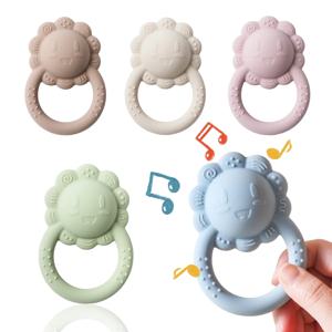 아기 실리콘 Teether 식품 학년 Teether 장난감 딸랑이 아기 0-12 개월 감각 장난감 실리콘 사자 핸드 벨 실리콘 젖니가 남 장난감