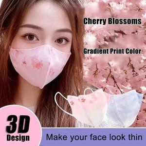 10pcs 성인 그라디언트 인쇄 컬러 페이스 마스크 여성 여성 보호 일회용 페이스 커버 3 레이어 방진 마스크 ​​3D 디자인 마스크