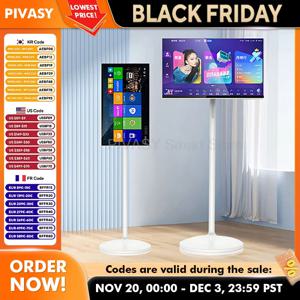 32인치 안드로이드 스마트 TV 스탠드, 10000mAh 대용량 배터리, 8+128GB, 4K UHD, 회전 및 이동 가능한 모니터, 헬스장 라이브 방송용 터치스크린