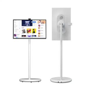 JEESTON Sarmt TV 27인치 안드로이드 13 숨겨진 카메라, 360 °   회전 IPS 터치스크린 태블릿 롤러형 자유 이동 100WH 배터리