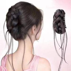 트위스트 롤빵 머리 잡아 클립 합성 가발 우아한 드래곤 수염 높은 해골 탑 푹신한 자연 꽃 봉오리 머리 코일 헤어 스타일