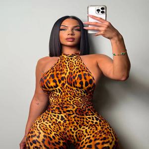 Nibber 여름 트렌드 백리스 로머 여성 홀터 붕대 레오파드 무늬 딱 맞는 스트레치 섹시한 힙 스터 활동 운동 플레이 수트