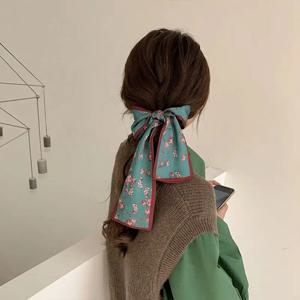 프랑스어 스카프 나비 넥타이 머리 중국 스타일 오일 인쇄 머리 리본 스카프 여성 목 넥타이 가방 Headscarves 꽃 밴드 머리띠