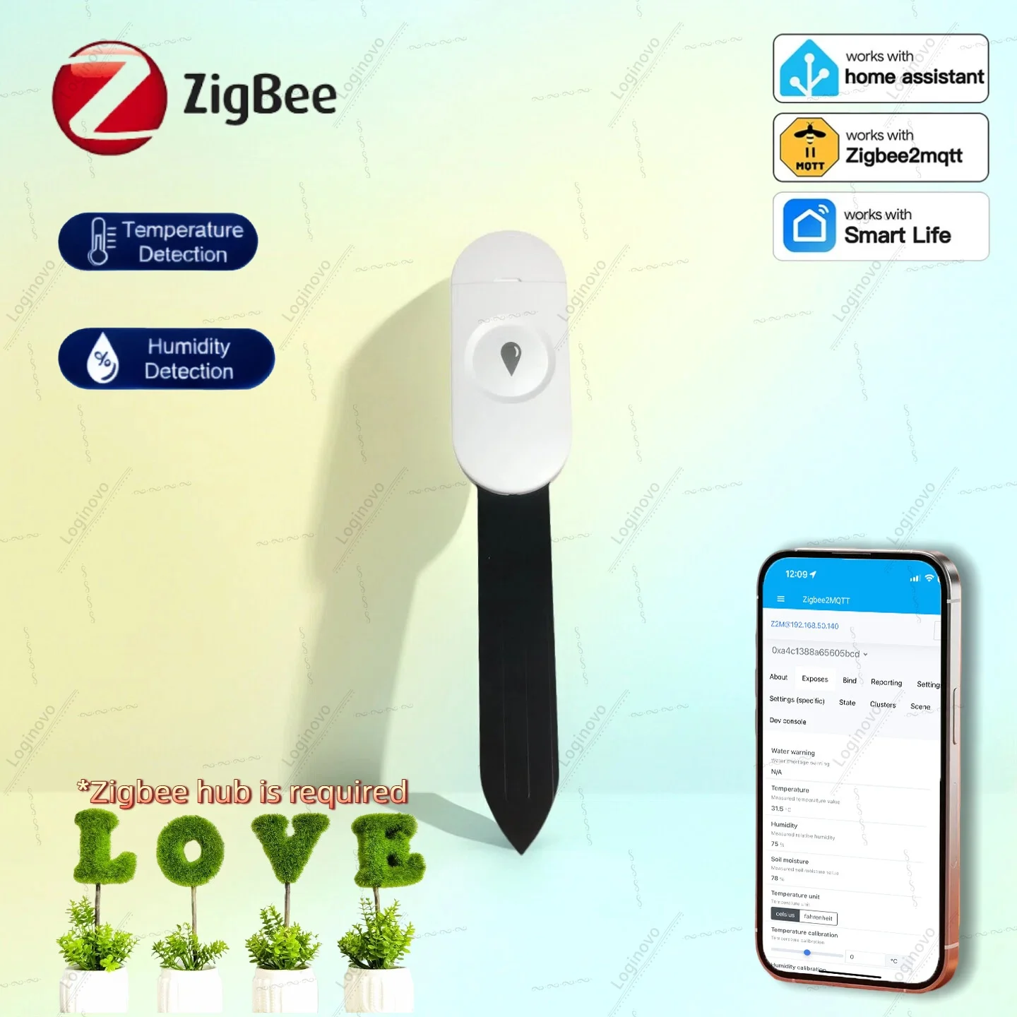 Tuya Smart Life 2MQTT 정원 자동화 관개 시스템용 지그비 토양 수분 온도 습도 측정기 센서