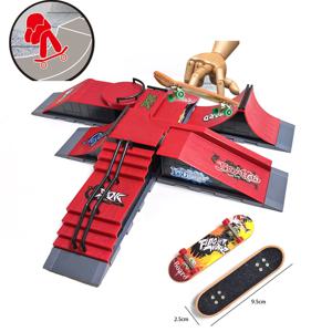 핑거 스케이트 파크 세트 전문 기술 연습 데크 플랫폼 스턴트 핑거 스케이트 보드 DIY 조립 램프 파크 키트 어린이를위한 장난감