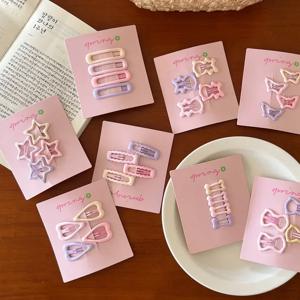 4 개/대 귀여운 다채로운 기하학 패션 헤어 클립 소녀 머리 장식 머리핀 헤어핀 어린이 사랑스러운 헤어 액세서리