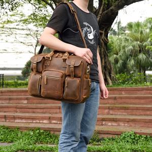 패션 천연 가죽 남성 서류 가방 어깨 스트랩 망 노트북 노트북 손 가방 2025 새로운 비즈니스 서류 가방