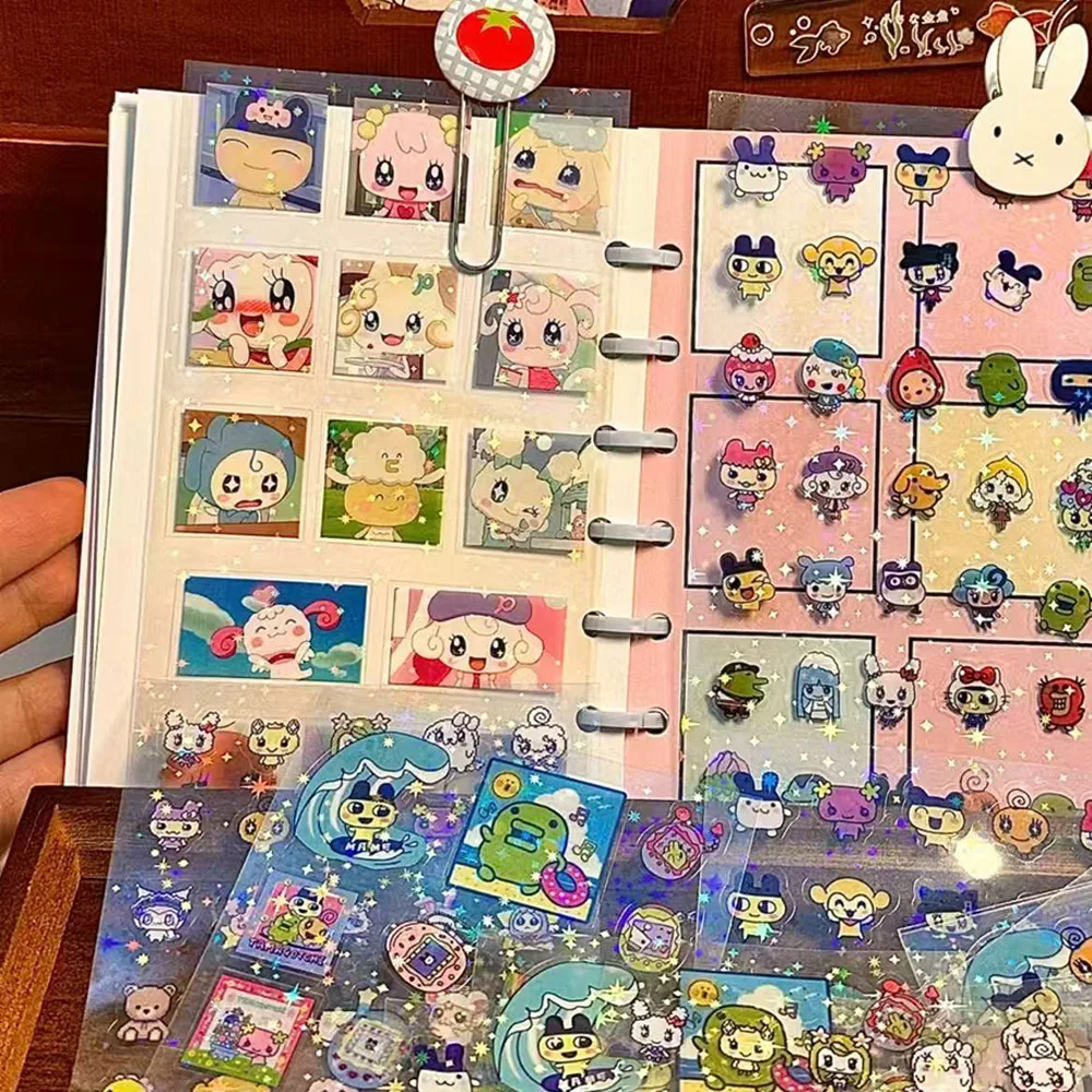 10PCS 다마고치 애니메이션 스티커 귀여운 레이저 다이 컷 데칼 Kawaii 방수 Applique 핸드북 DIY 장난감 스티커 장식품 선물