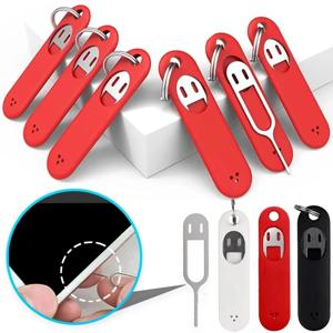 실리콘 니들 트레이가 있는 분실 방지 SIM 카드 핀 (아이폰, 삼성, LG 범용 SD SIM 카드 제거기 카드 이젝트 도구 키링 신제품)