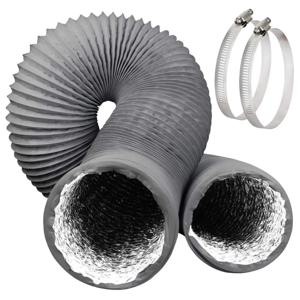 4인치 건조기 배기 호스 (스테인리스 스틸 클램프 2개 포함) 알루미늄 호일 에어 덕트, 단열 처리된 고내구성 배기 파이프, 난방 및 냉각용
