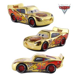 디즈니 자동차 장난감 애니메이션 레이싱 만화 골든 라이트닝 맥퀸 1:55 금속 다이 캐스트 모델 액션 피규어 어린이 크리스마스 선물