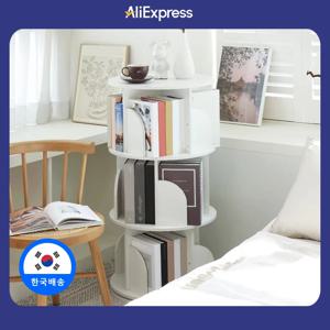 이지라이프 조립식 360도 화이트 회전 원형 책장 화이트 4단