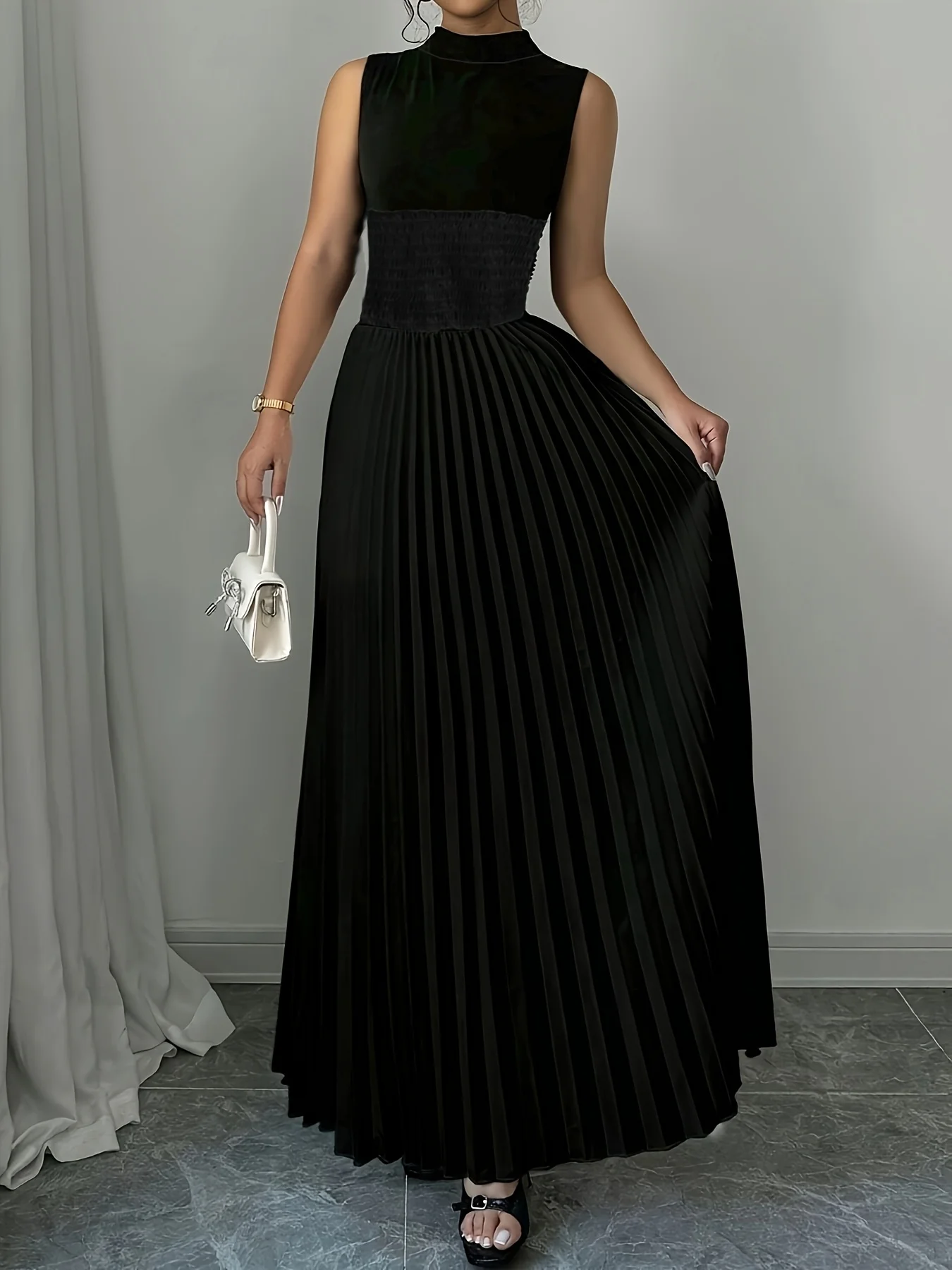 블랙 여성용 오버사이즈 우븐 드레스 캐주얼 보헤미안 맥시 여름 A라인 롱 드레스 포켓 포함 풀 렝스 의류 블랙