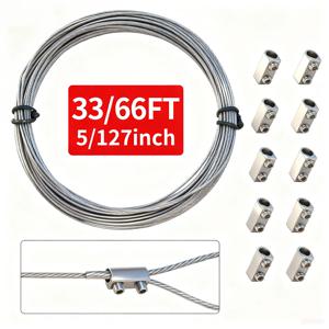 10/20M PVC 투명 코팅 로프 304 스테인레스 스틸 와이어 로프 로프 직경 1mm 정원/난간 로프 키트