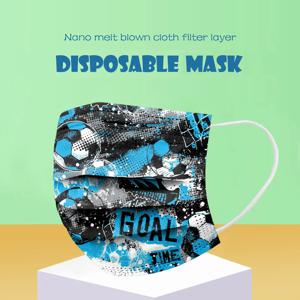 50개 어린이용 마스크 인쇄된 어린이용 마스크 만화 축구 스타일 재미있는 개성 창의적 실용적이고 휴대 가능