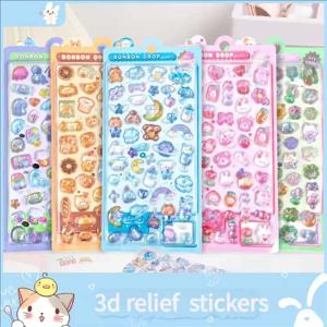 1개 만화 테마 3D 엠보싱 다이아몬드 스티커, 스크랩북 및 문구 장식용 PVC 공예 데칼 - DIY 전문가에게 적합