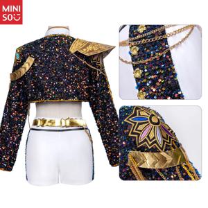   K/DA 팝 스타 아칼리 코스프레 의상, 여성용 리그 오브 레전드 K-POP 의상 풀 세트