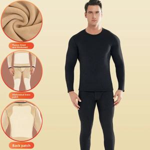 고급형 2025 남성용 패치 및 플리스 두꺼운 독일산 플리스 보온 내의 세트는 겨울철 풀오버로 매우 두꺼움