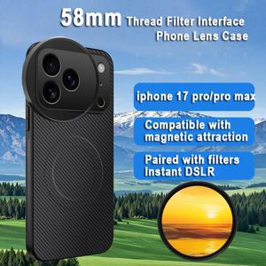 아이폰 17 프로/프로 맥스용 58mm 필터 마운트 폰 케이스, 마그네틱 무선 충전 맥세이프 커버, 보호 카메라 렌즈 어댑터