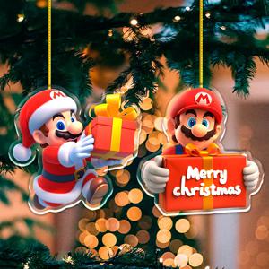 8cm 슈퍼 마리오 브라더스 2026 크리스마스 아크릴 키체인 산타클로스 눈사람 크리스마스 트리 장식품 새해 장식