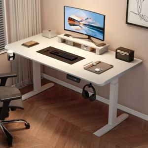 원목 전동 높이 조절 책상, 학습용 책상, 홈 오피스 책상, 침실용 e스포츠 컴퓨터 책상