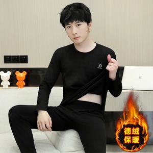 Derong 보온 속옷 남성용 양면 방한 베이스, 밀착형 이너웨어, 가을옷, 가을바지 남성 세트