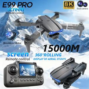 E99 프로 드론 스크린 리모컨 쿼드콥터 원격 조종 4축 항공기 8K HD 촬영 UAV 고도 고정 헬리콥터 장난감