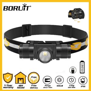 BORUiT D10 LED 헤드램프 18650 배터리, C 타입 충전식 헤드라이트, 방수 작업 헤드 손전등, 낚시 캠핑 헤드 토치