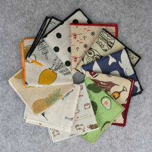 새로운 과일 프린트 포켓 스퀘어 남성용 패션 린넨 손수건 웨딩 파티 신랑 정장, 베이지 캐주얼 손수건